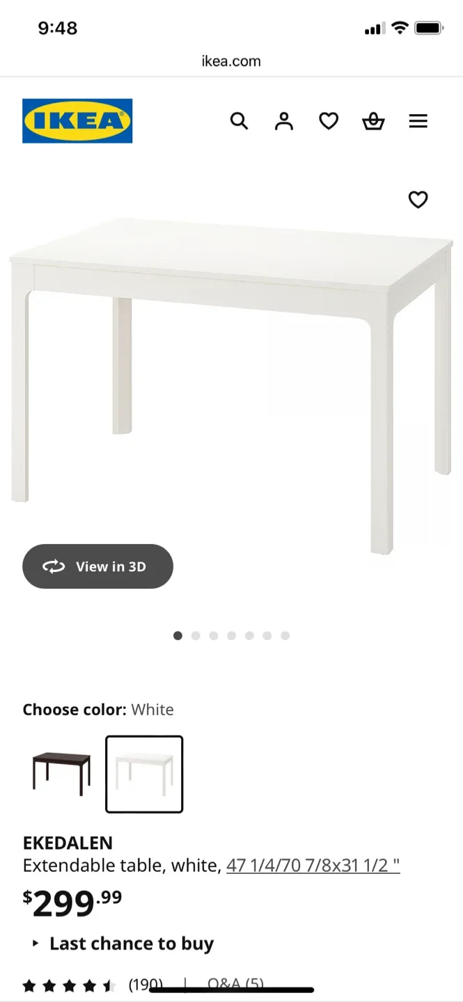 IKEA EKEDALEN Extendable Table - White image indicator(2)