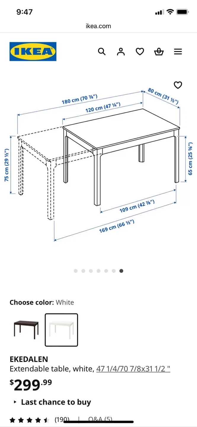 IKEA EKEDALEN Extendable Table - White image indicator(3)