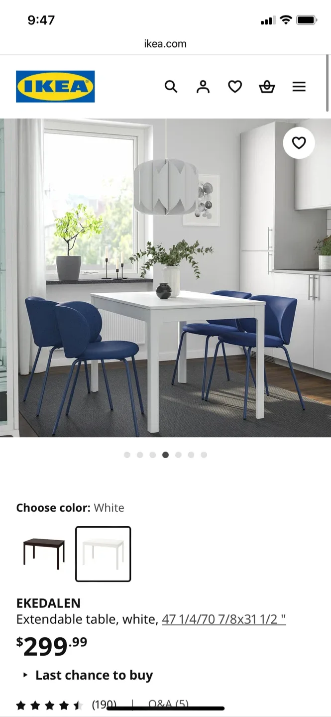 IKEA EKEDALEN Extendable Table - White image indicator(4)