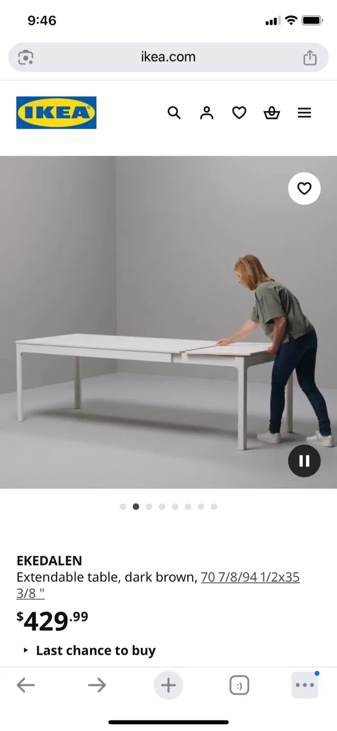 IKEA EKEDALEN Extendable Table - White image indicator(5)