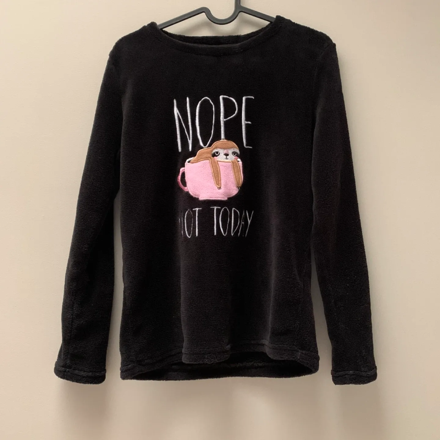 Black Fleece Sloth Pajama Top image indicator(4)