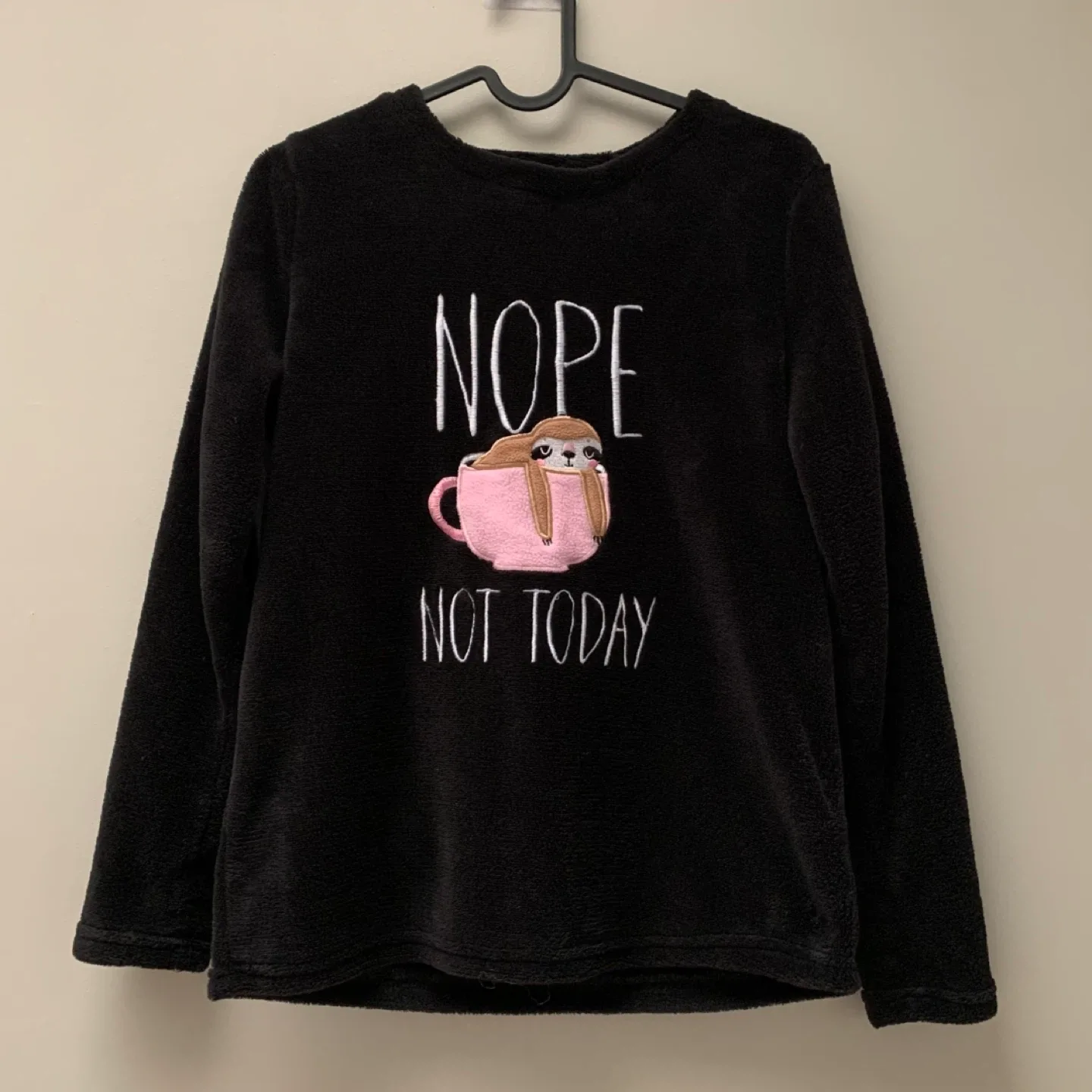 Black Fleece Sloth Pajama Top image indicator(2)