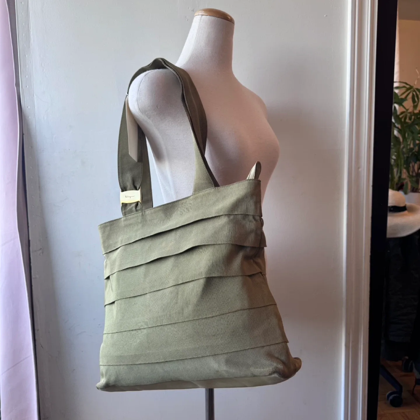 Salvatore Ferragamo Olive Green Tote Bag