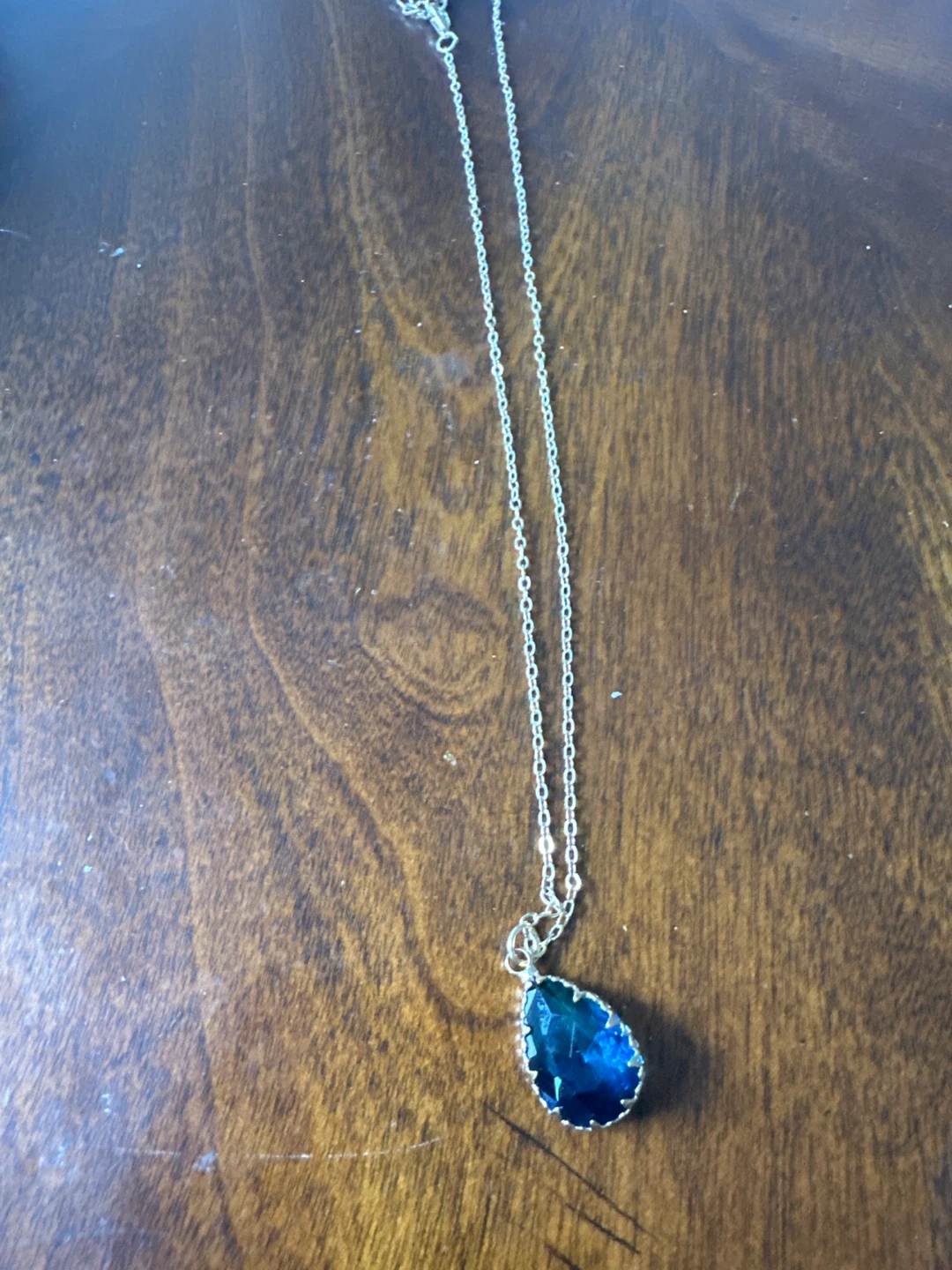 Blue Teardrop Pendant Necklace