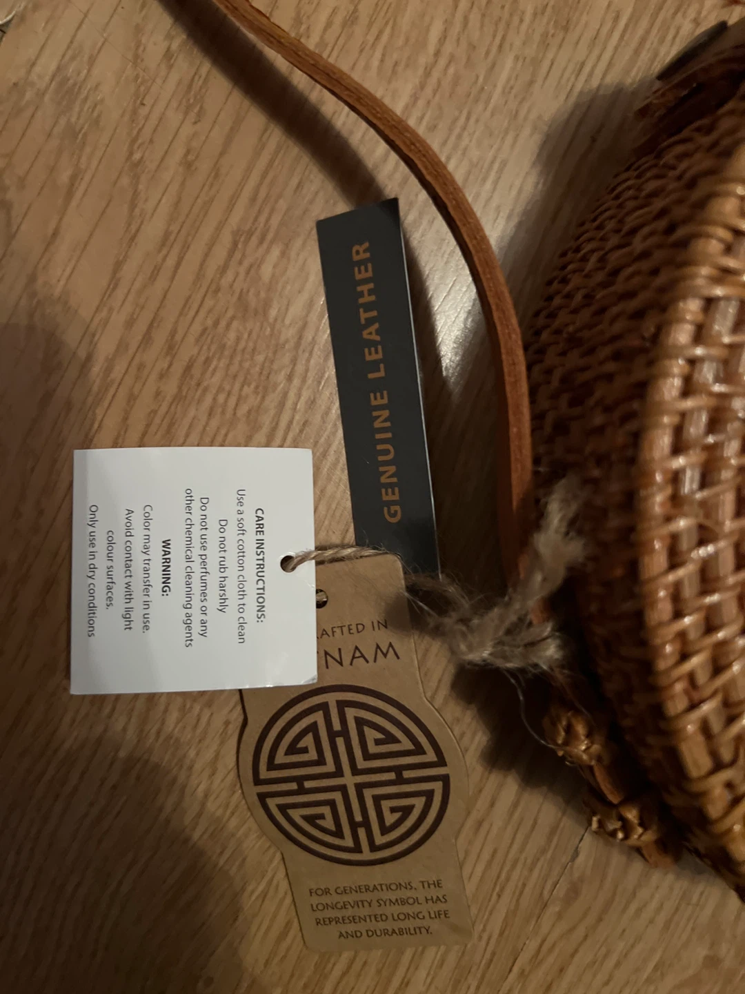 Handmade Round Rattan Crossbody Bag - photo 2