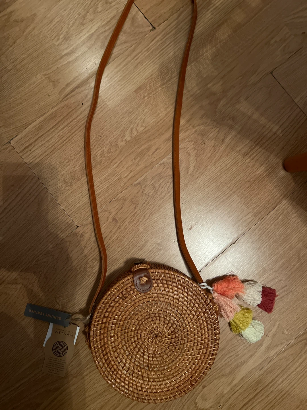 Handmade Round Rattan Crossbody Bag