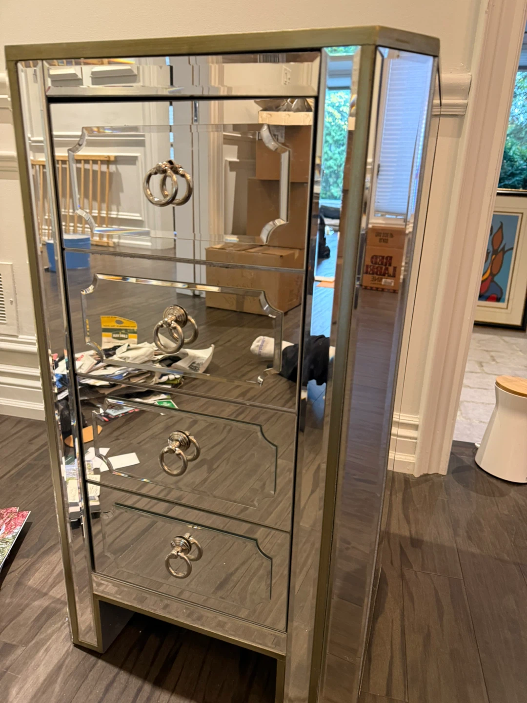 Mirrored 4-Drawer Accent Cabinet
