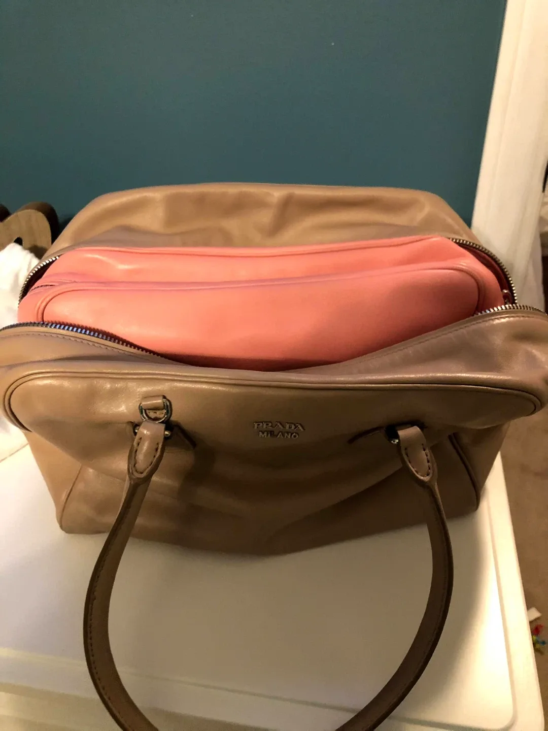 Prada Milano Leather Satchel Bag image indicator(9)