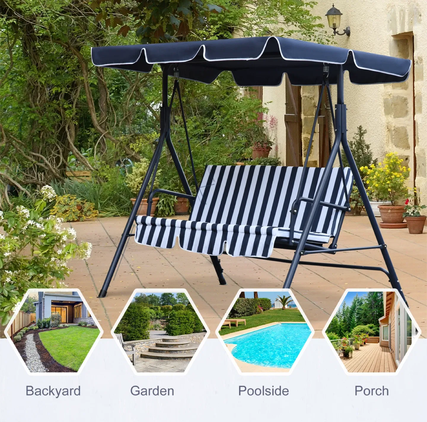 3-Person Outdoor Patio Swing Chair image indicator(6)
