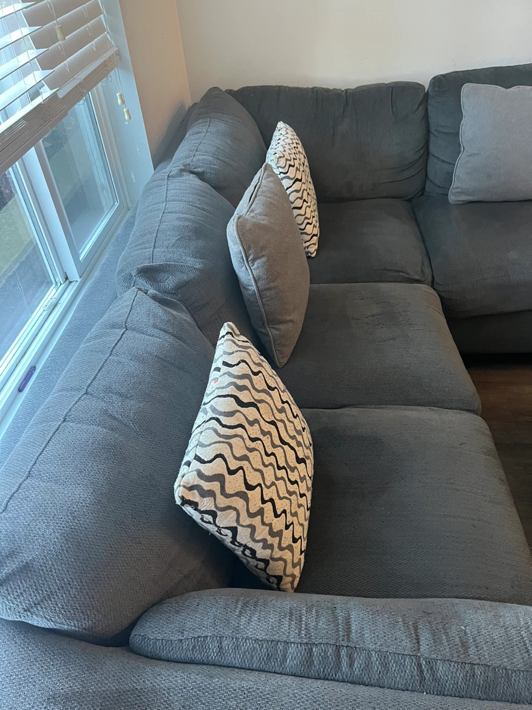Grey Sectional Sofa with Ottoman with 4 cushions - photo 4
