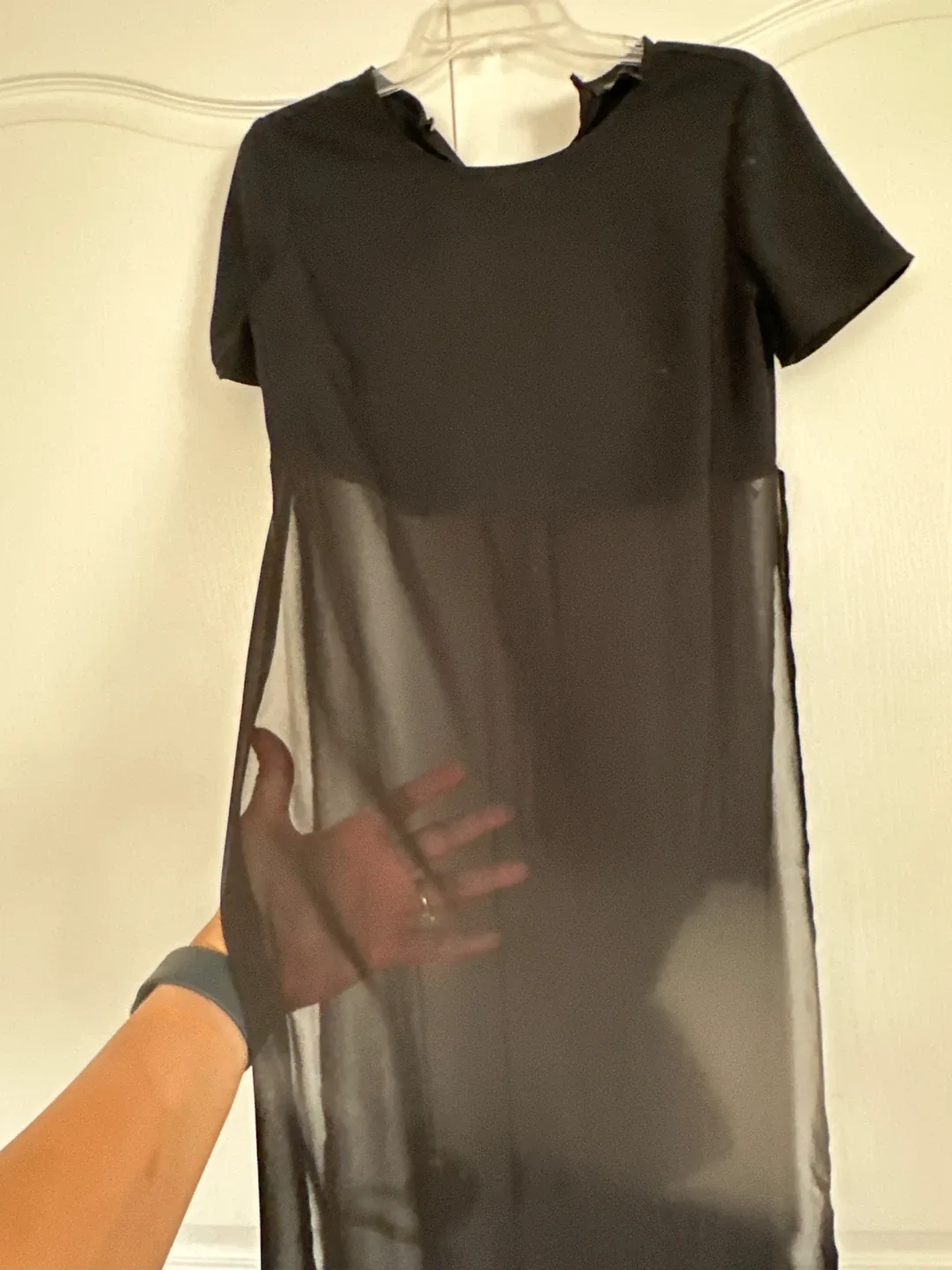 Black Sheer Panel Maxi Dress image indicator(2)