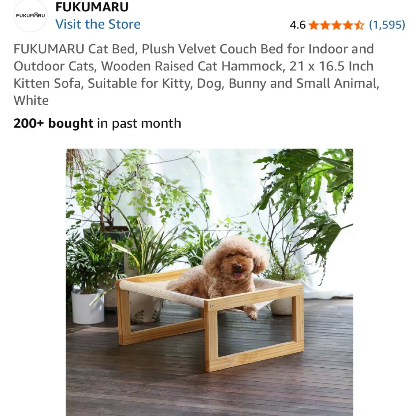 FUKUMARU Cat Bed, Wooden Raised Cat Hammock
