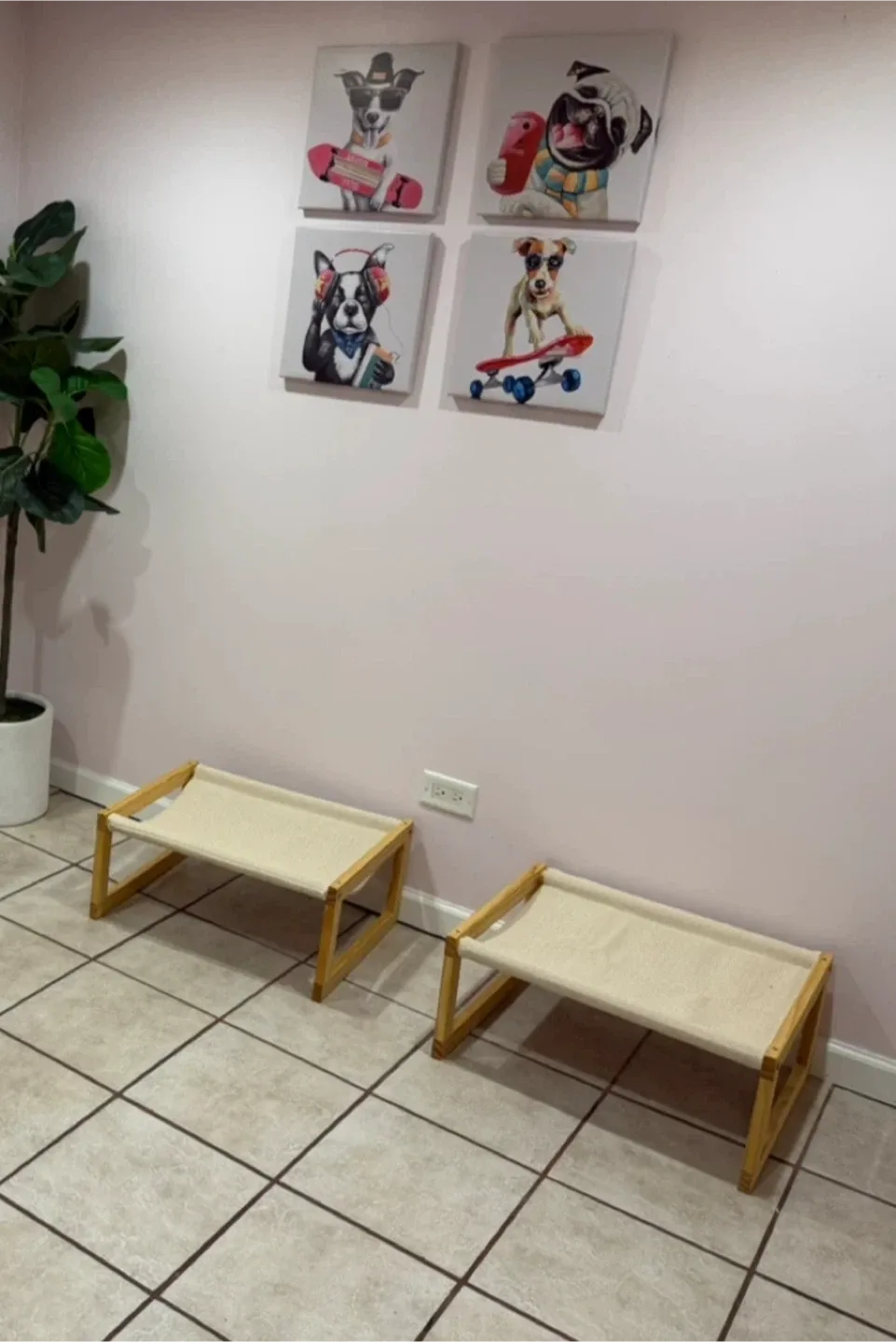 FUKUMARU Cat Bed, Wooden Raised Cat Hammock image indicator(3)