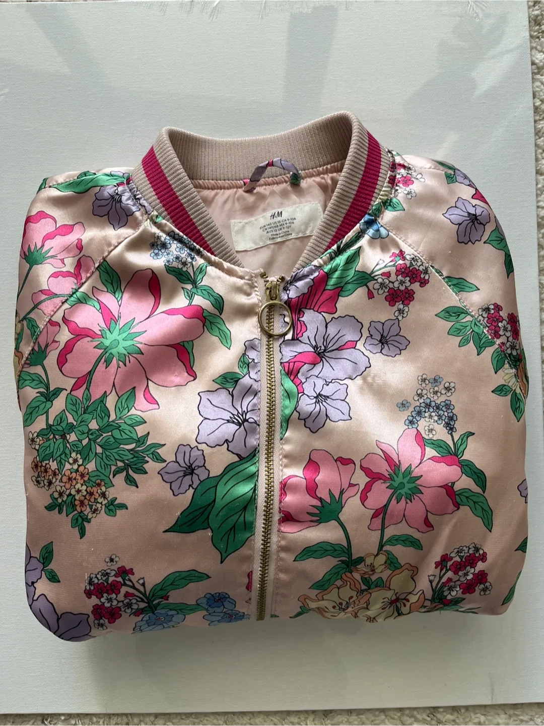 Girl’s Floral Bomber Jacket Size 9-10 yrs