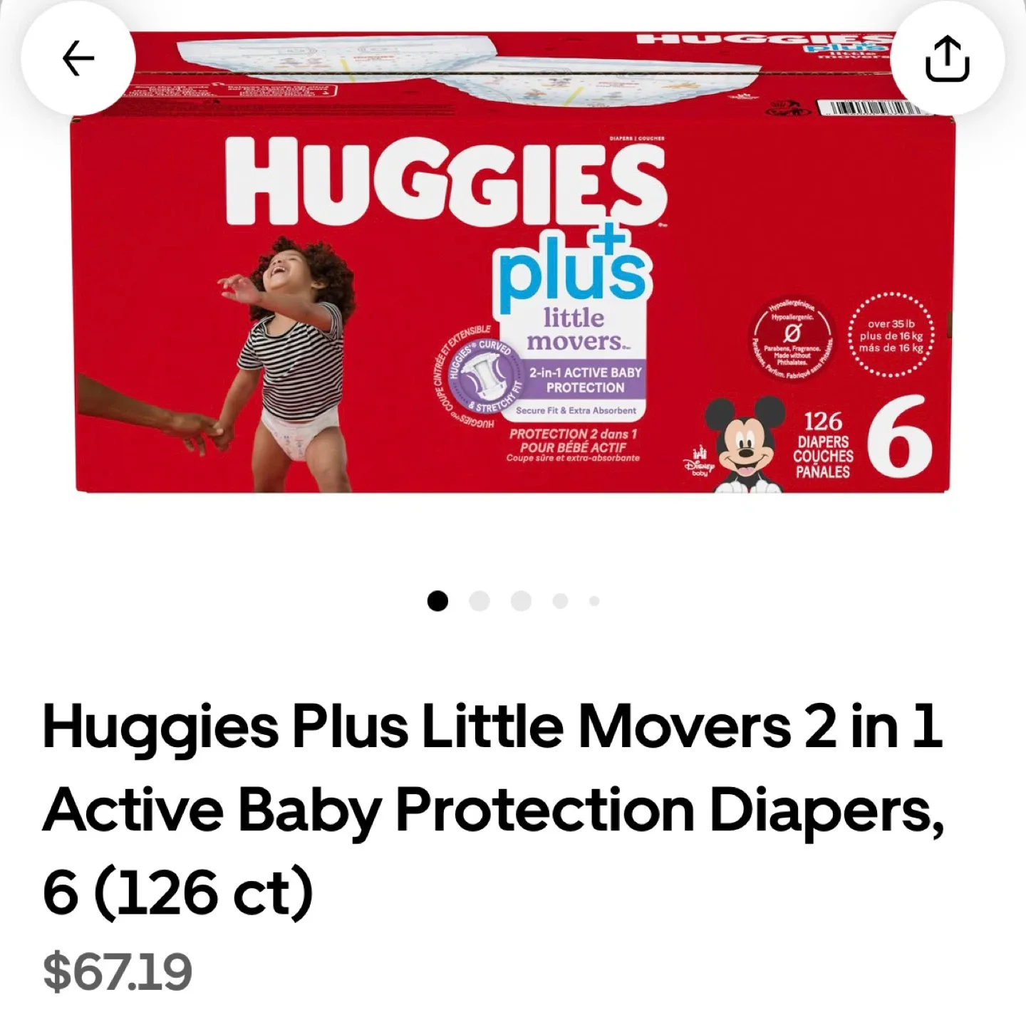 Huggies Plus Little Movers Diapers, Size 6 (126 count) image indicator(2)