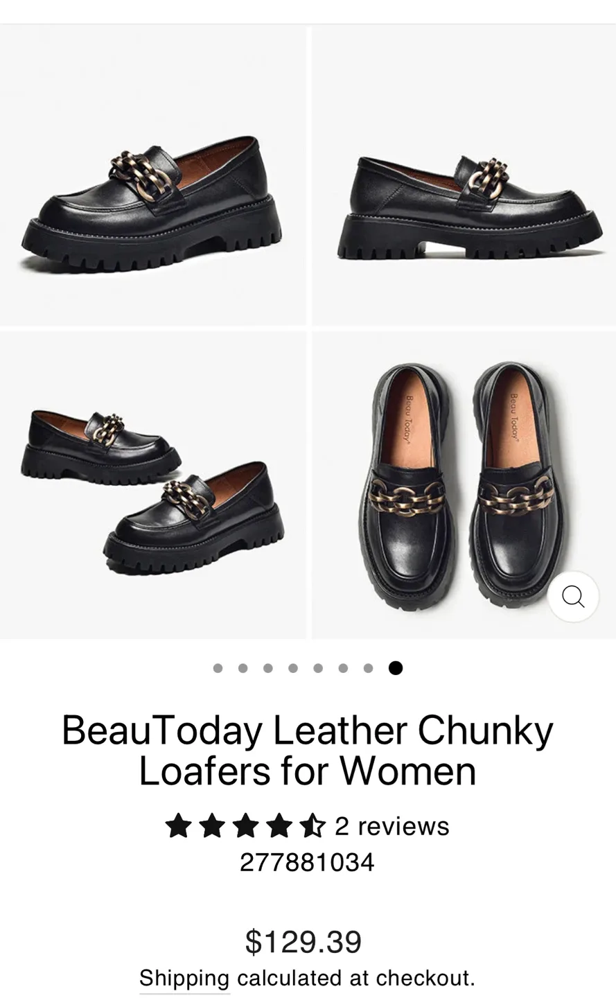 BeauToday Leather Chunky Loafers - Size Unknown image indicator(4)