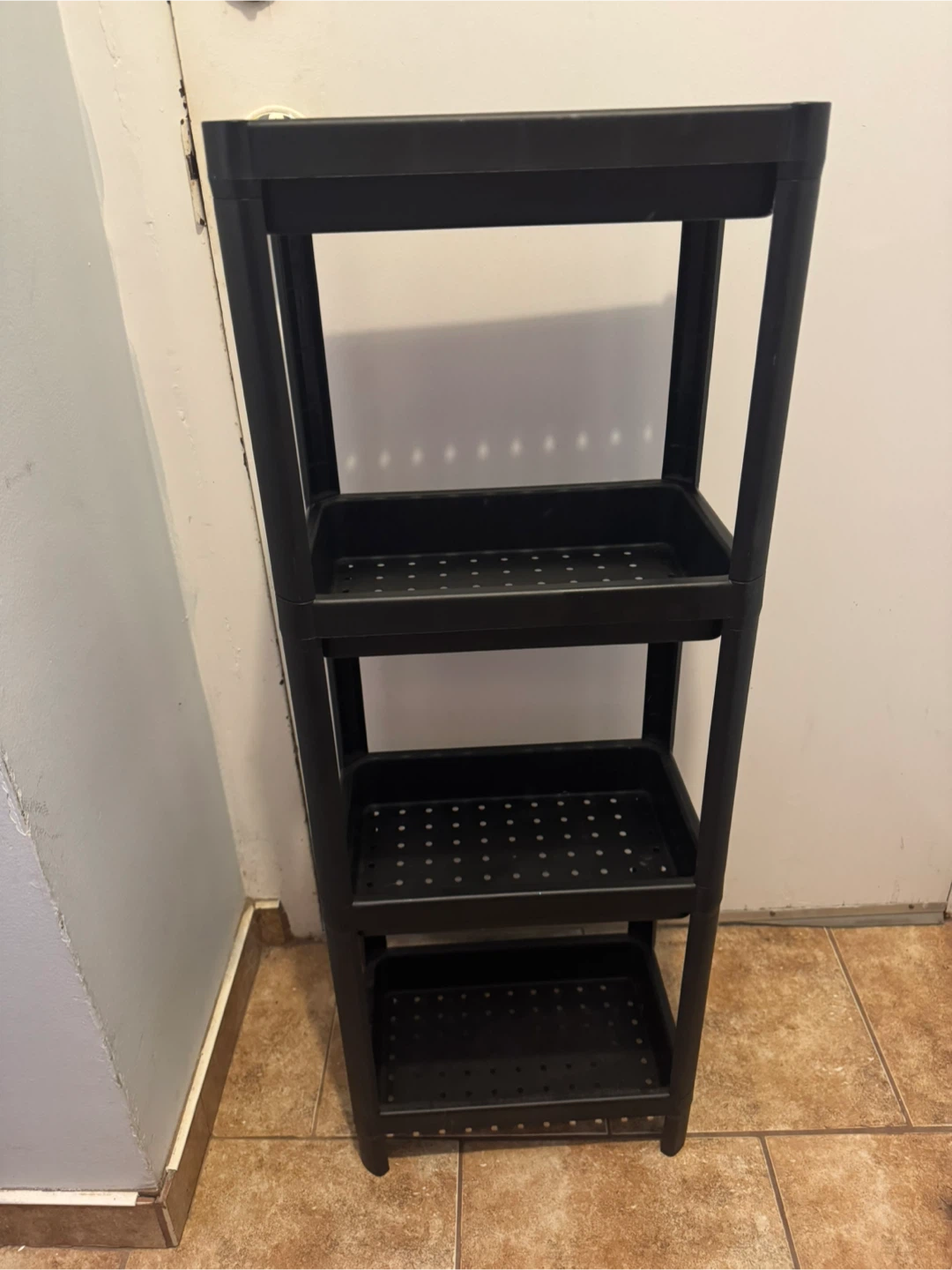 Ikea Black Vesken Plastic 4-Tier Shelf