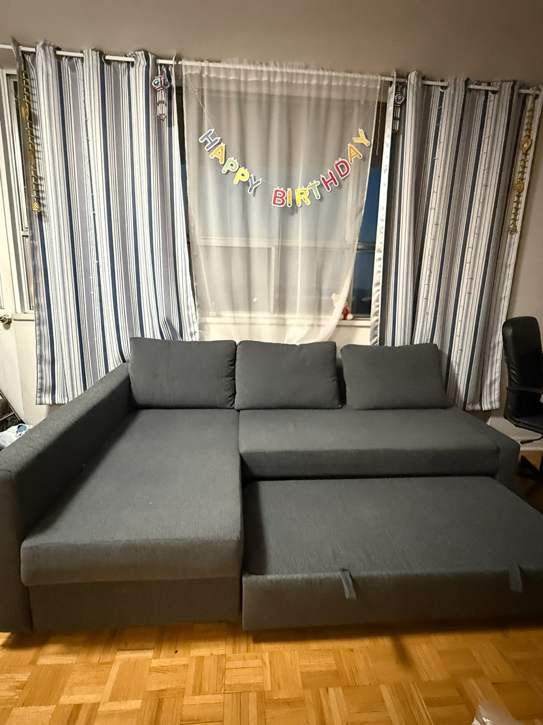 Grey Sectional Sofa with Pull-Out Bed - photo 2
