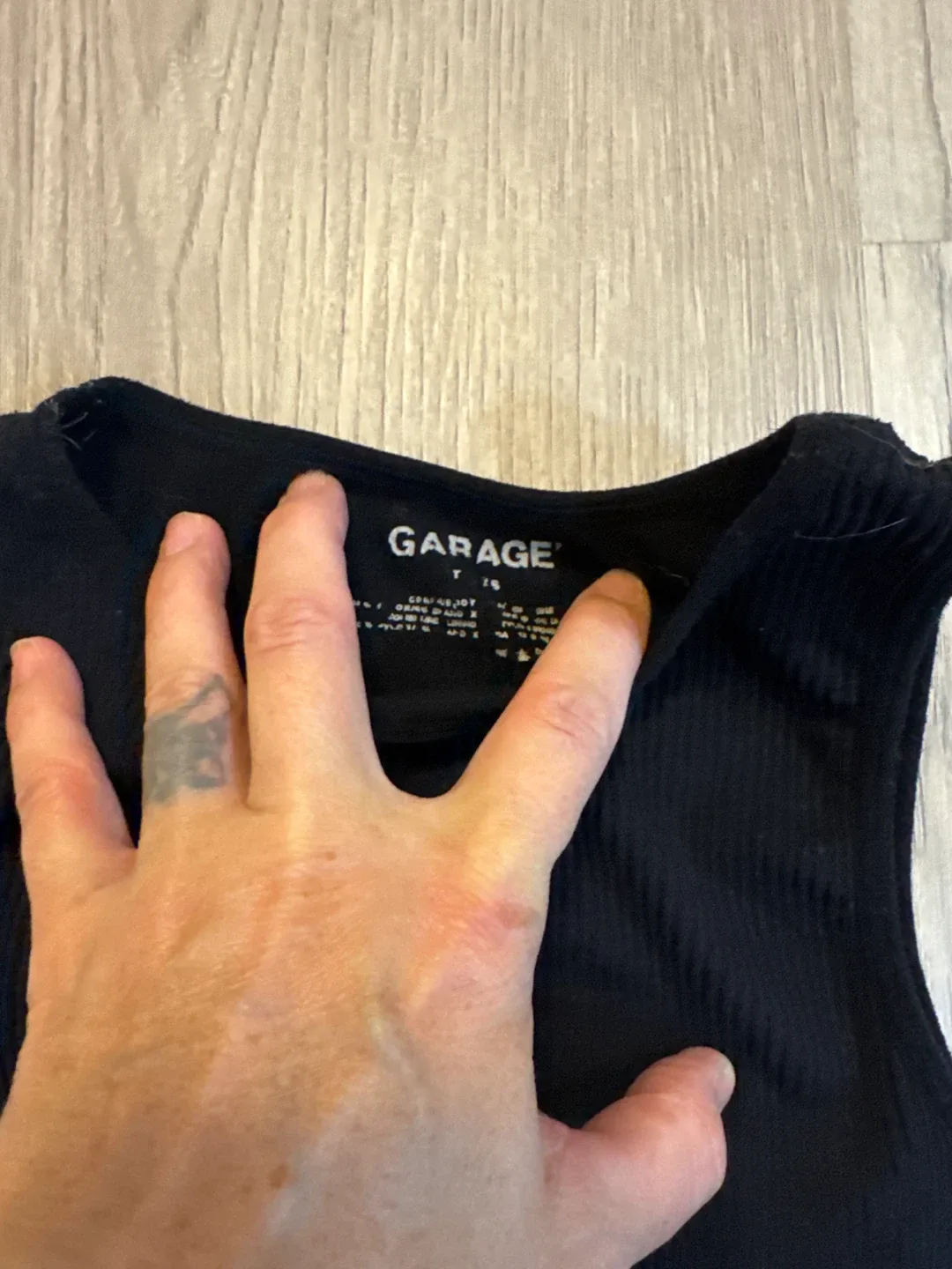 Garage Black Ribbed Tank Top - Size T16 image indicator(3)