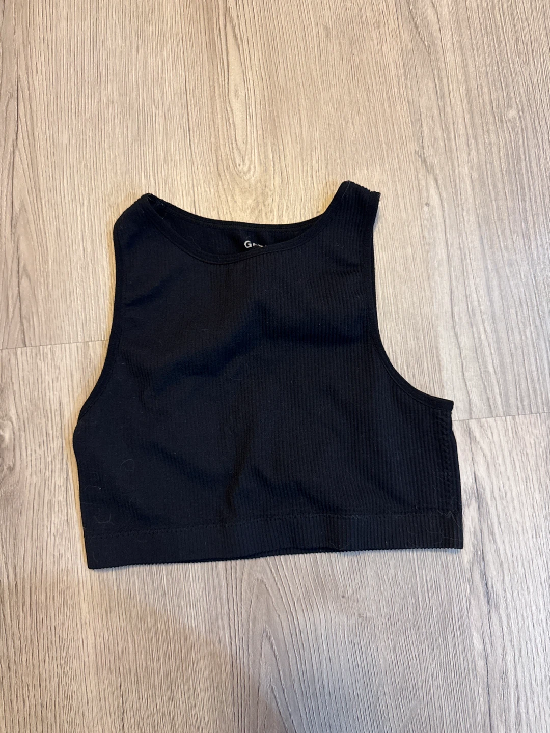 Garage Black Ribbed Tank Top - Size T16