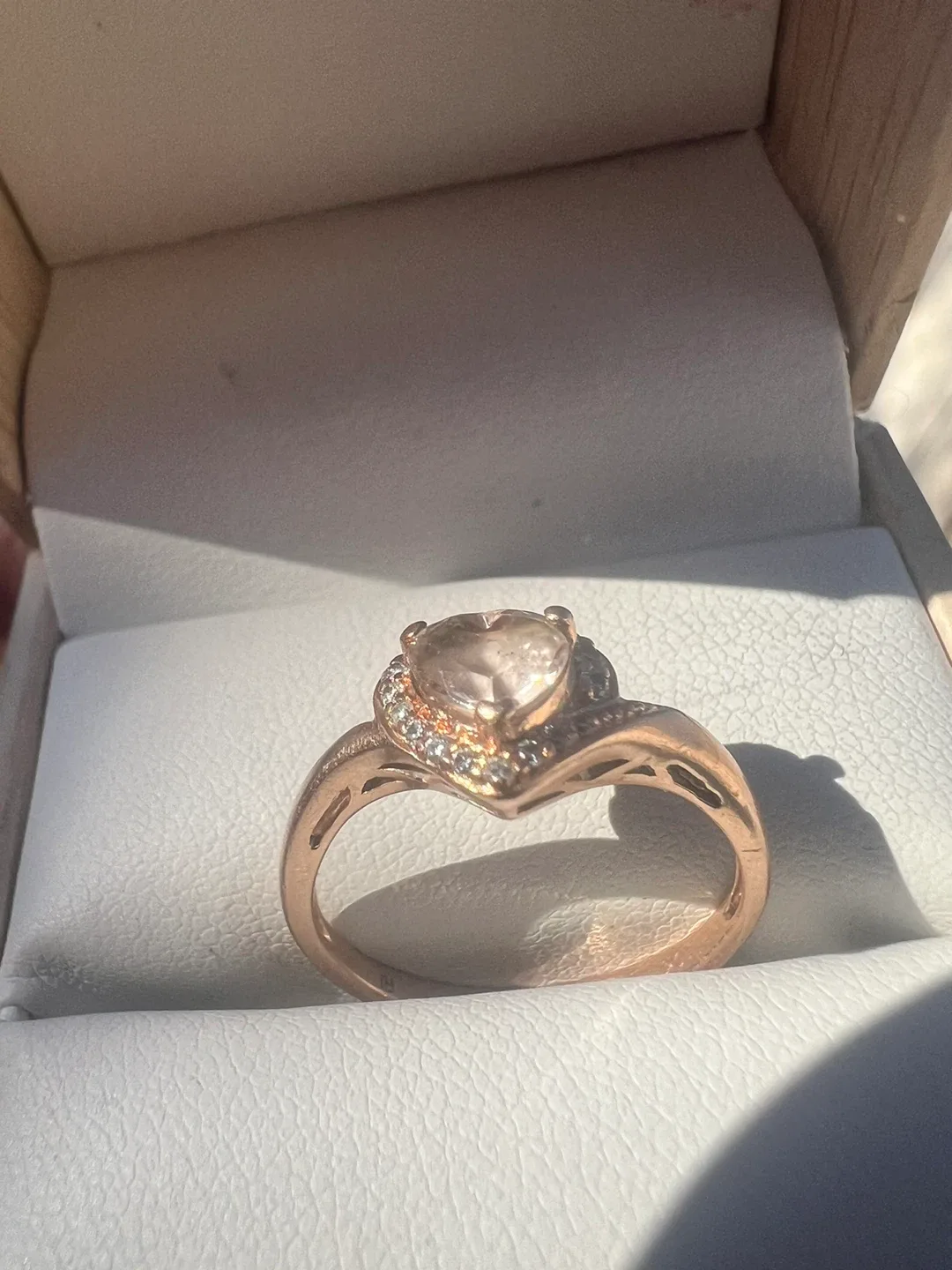 10K Rose Gold Heart morganite Ring