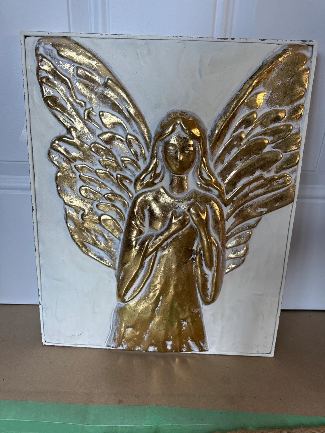 Metal Angel Wall Decor - Gold & White