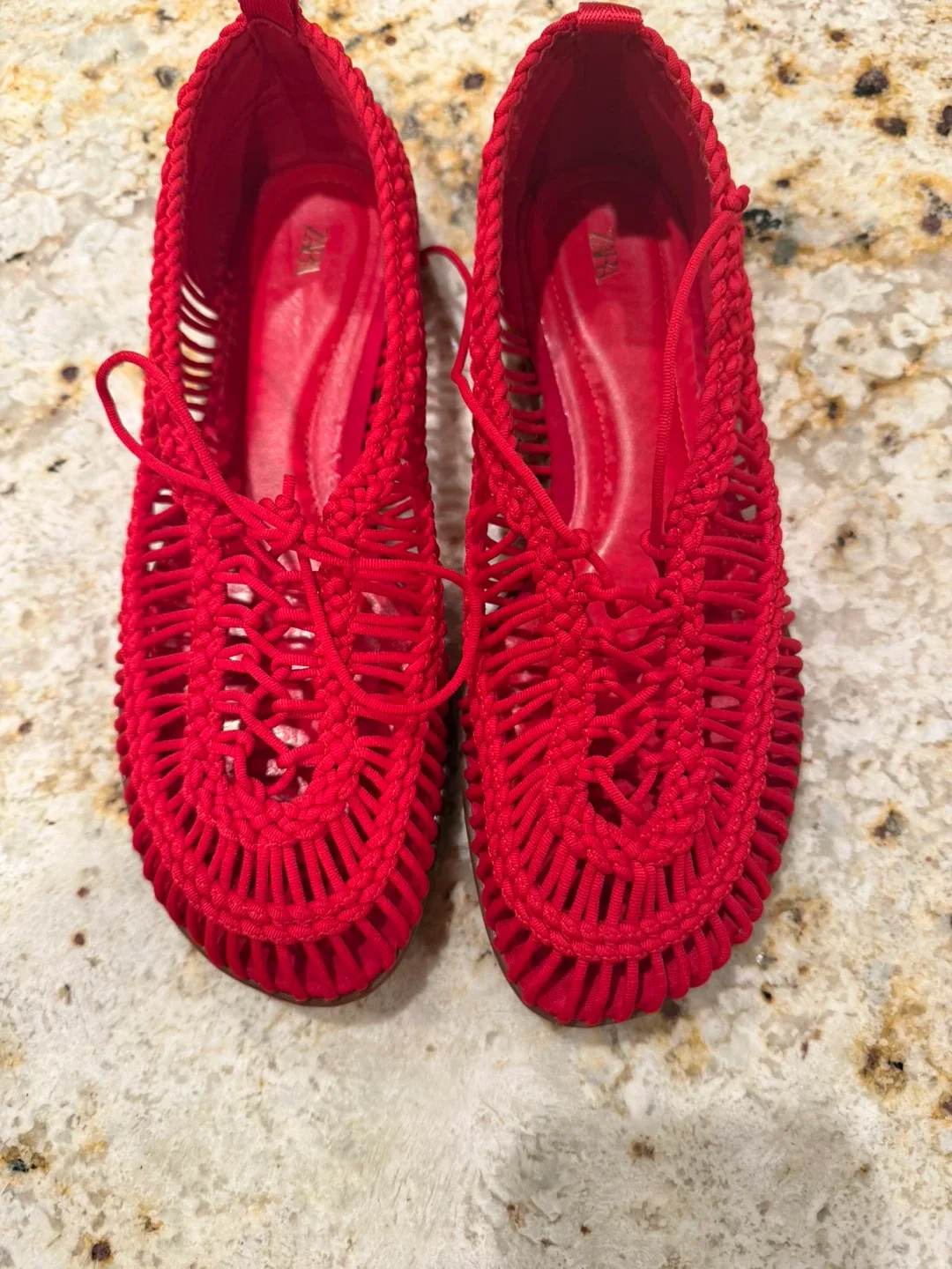Zara Red Woven Flats - Size 7 image indicator(2)