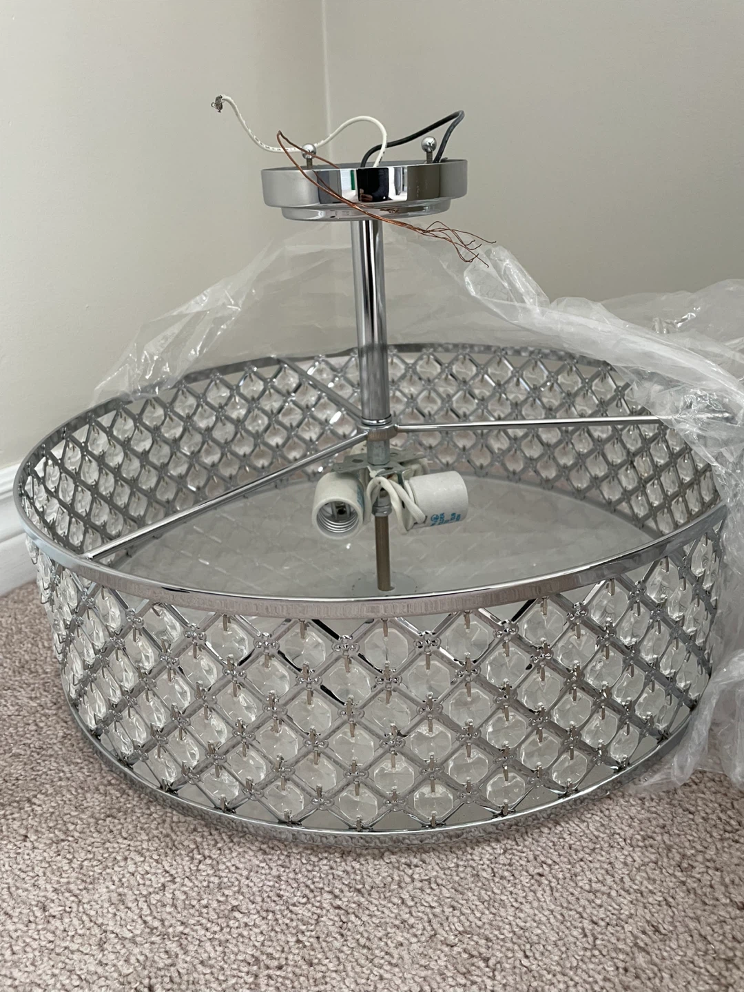 Crystal Drum Chandelier - Chrome Finish