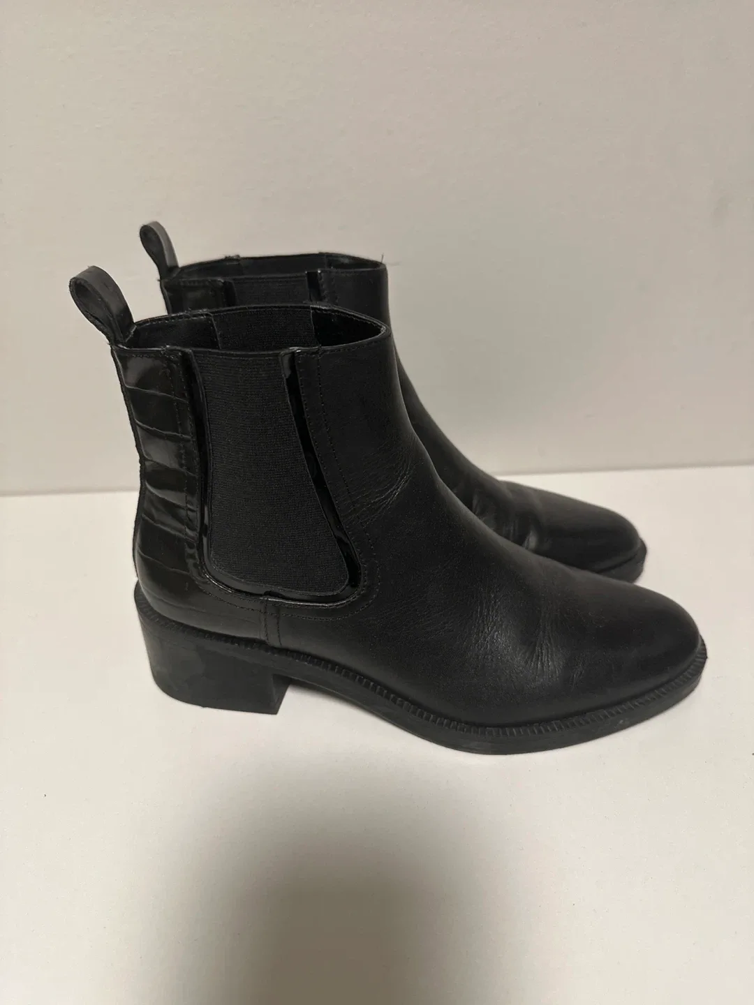 Zara Black leather Ankle Boots - Size 37 thumbnail