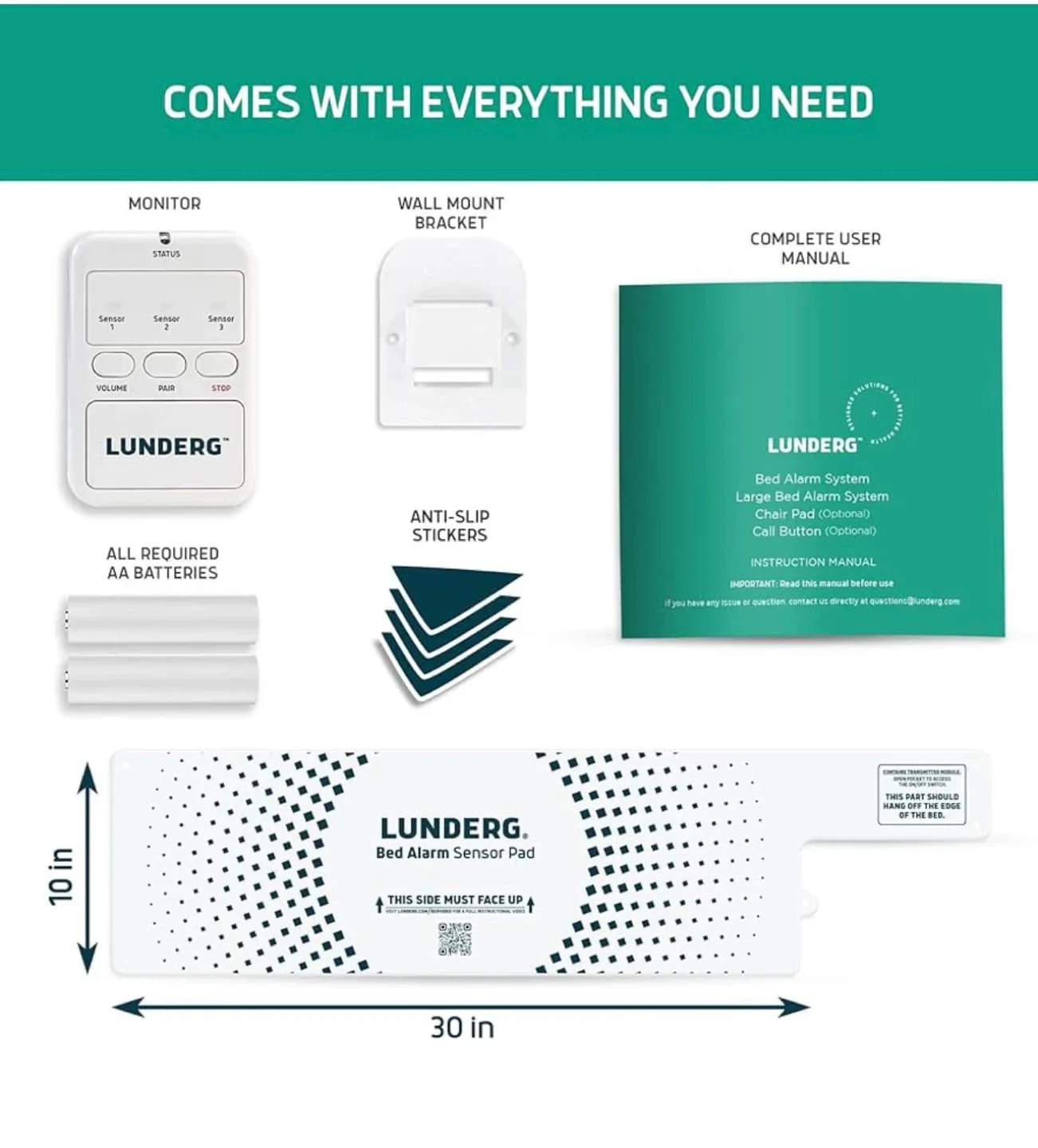 Lunderg Bed Alarm for Elderly Adults - Wireless Sensor Pad image indicator(6)