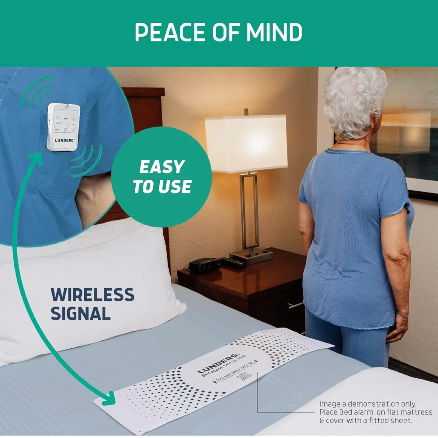 Lunderg Bed Alarm for Elderly Adults - Wireless Sensor Pad image indicator(3)