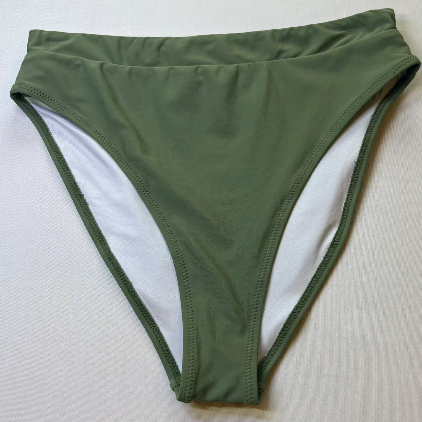 Yacun Olive Green High Rise High Cut Bikini Swimsuit Bottom Sz M image indicator(2)