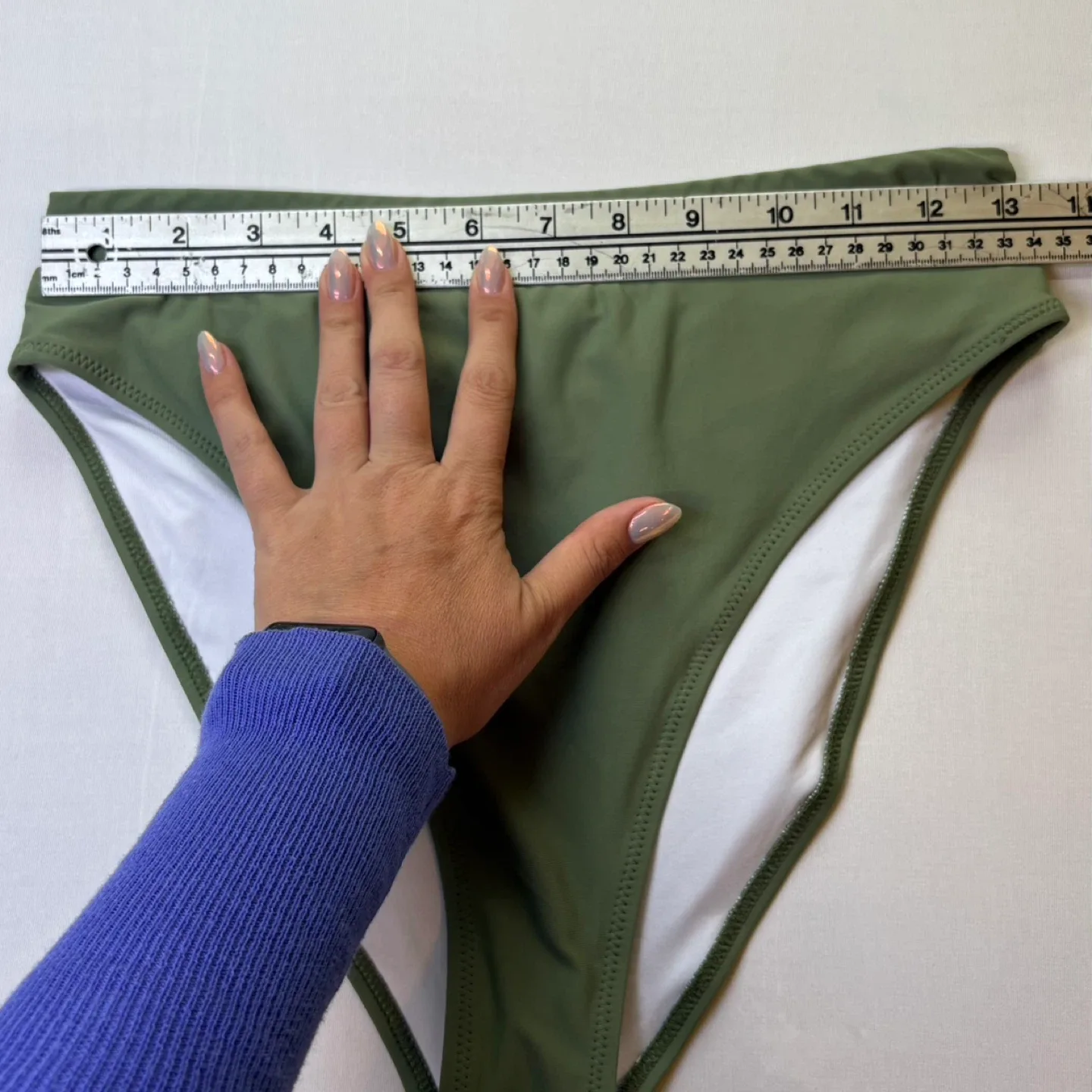 Yacun Olive Green High Rise High Cut Bikini Swimsuit Bottom Sz M image indicator(6)