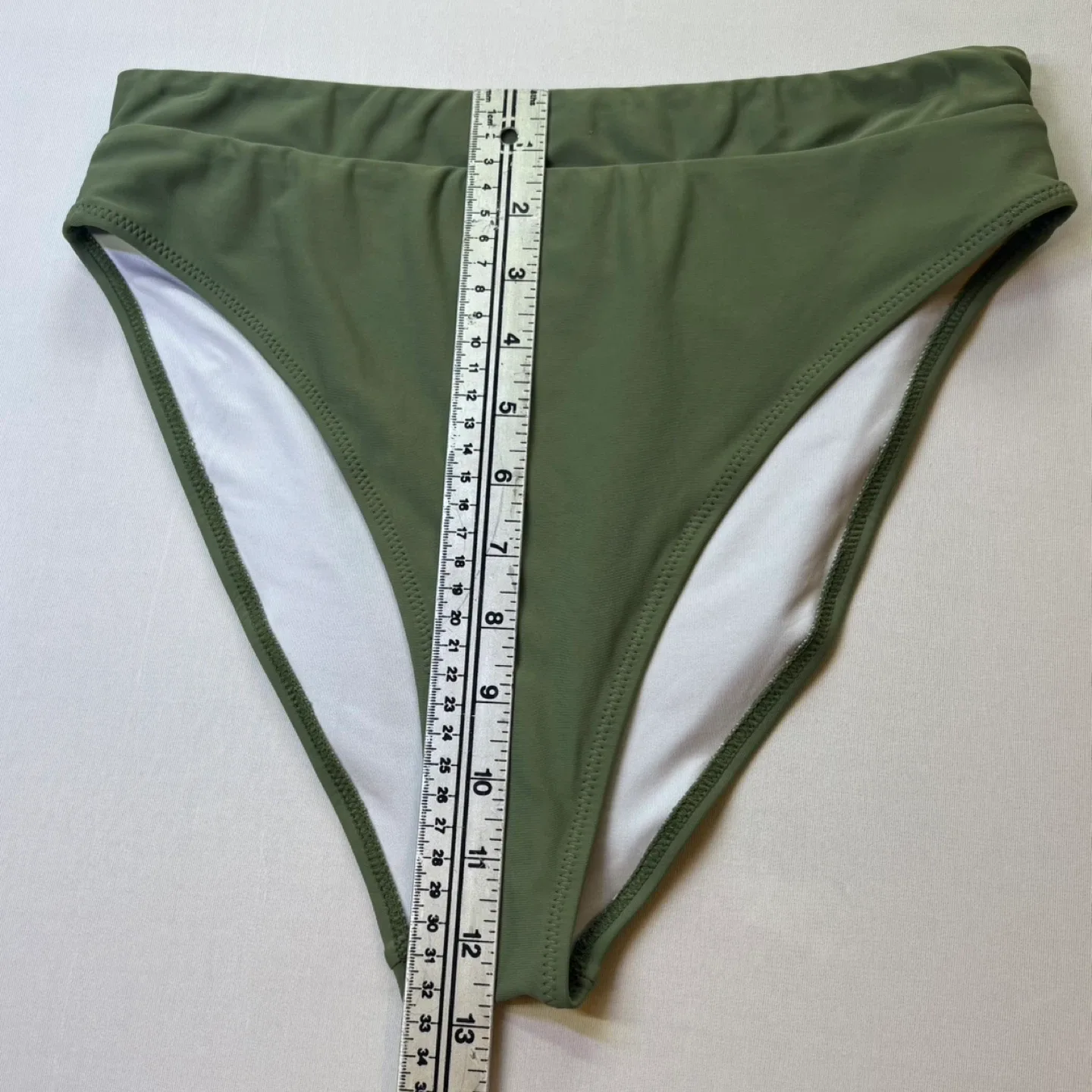Yacun Olive Green High Rise High Cut Bikini Swimsuit Bottom Sz M image indicator(7)