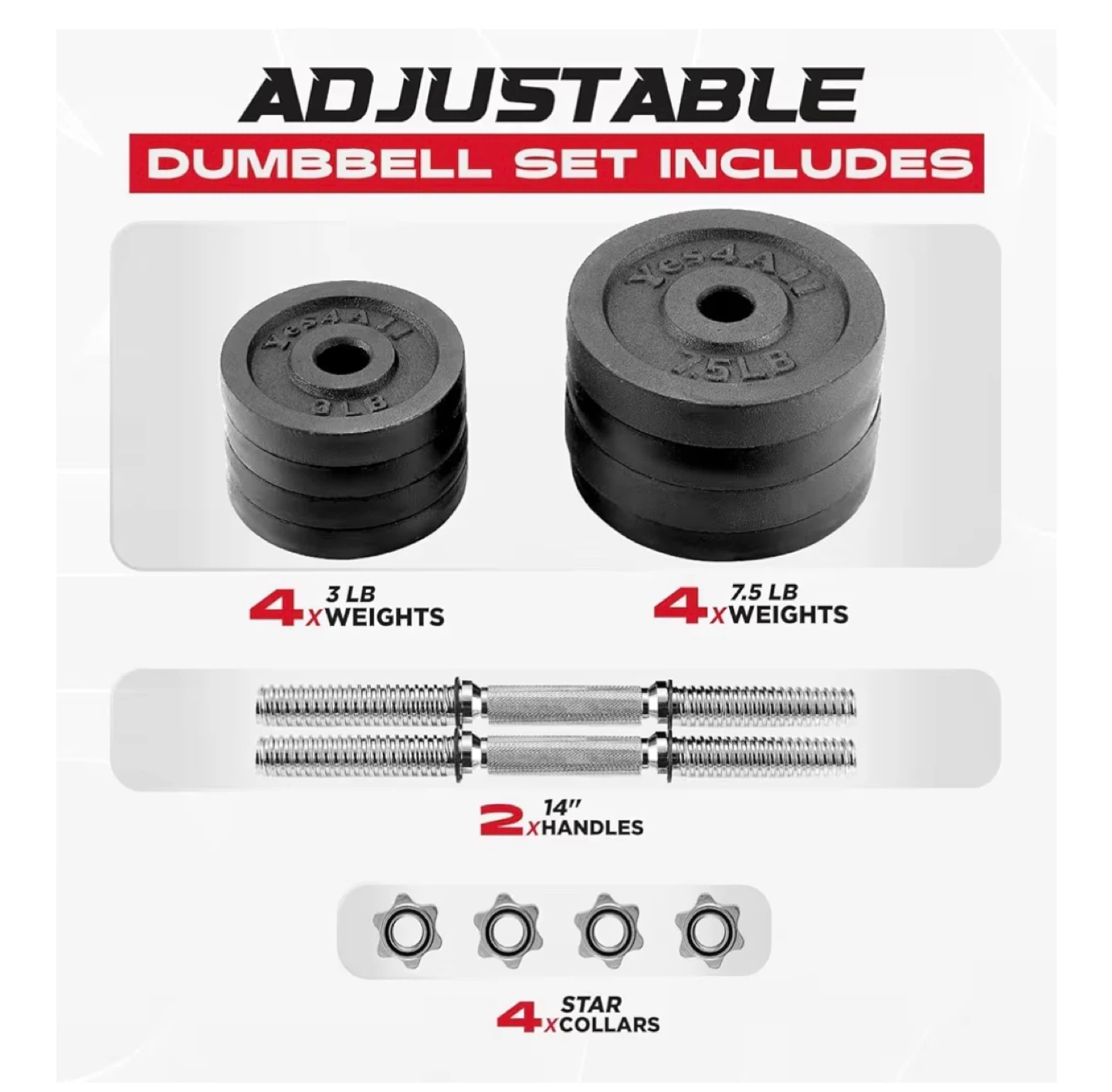 Adjustable Dumbbell Set 7.5lb, 3lb & 2 lb Weights - photo 3