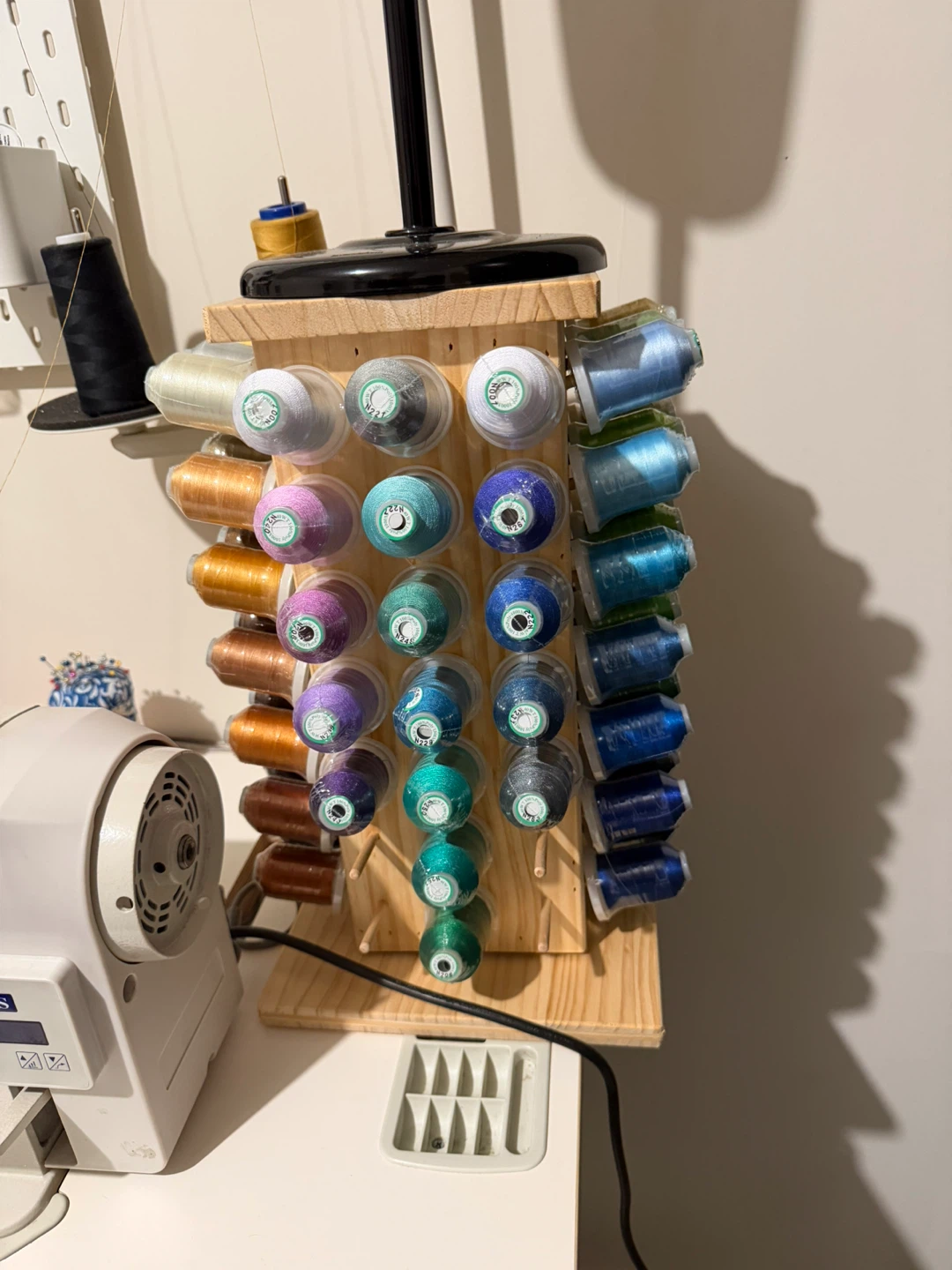 Thread Rack Organizer WITH the threads - Holds Many Spools! - photo 2