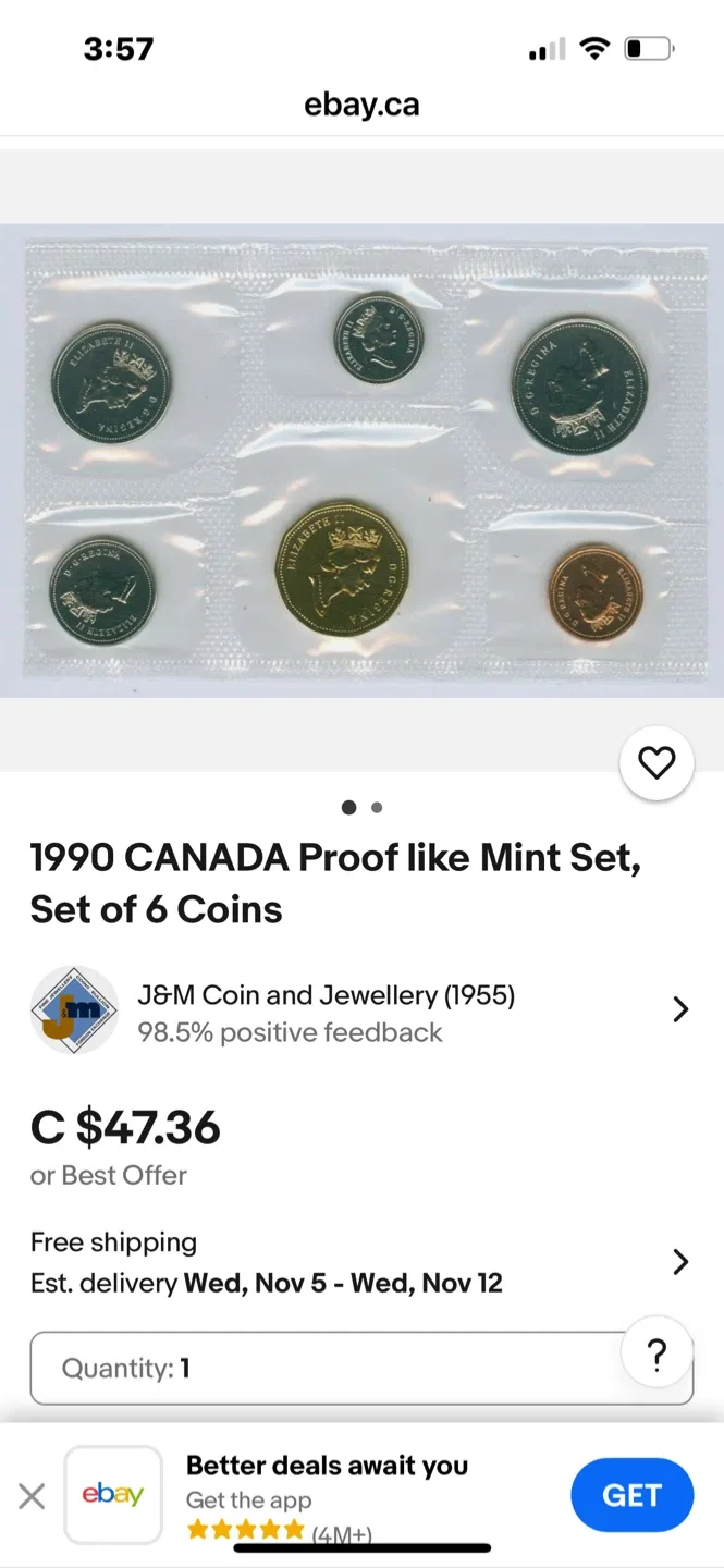 My last day Certified Royal  Mint 1994 Uncirculated Coin Set image indicator(7)