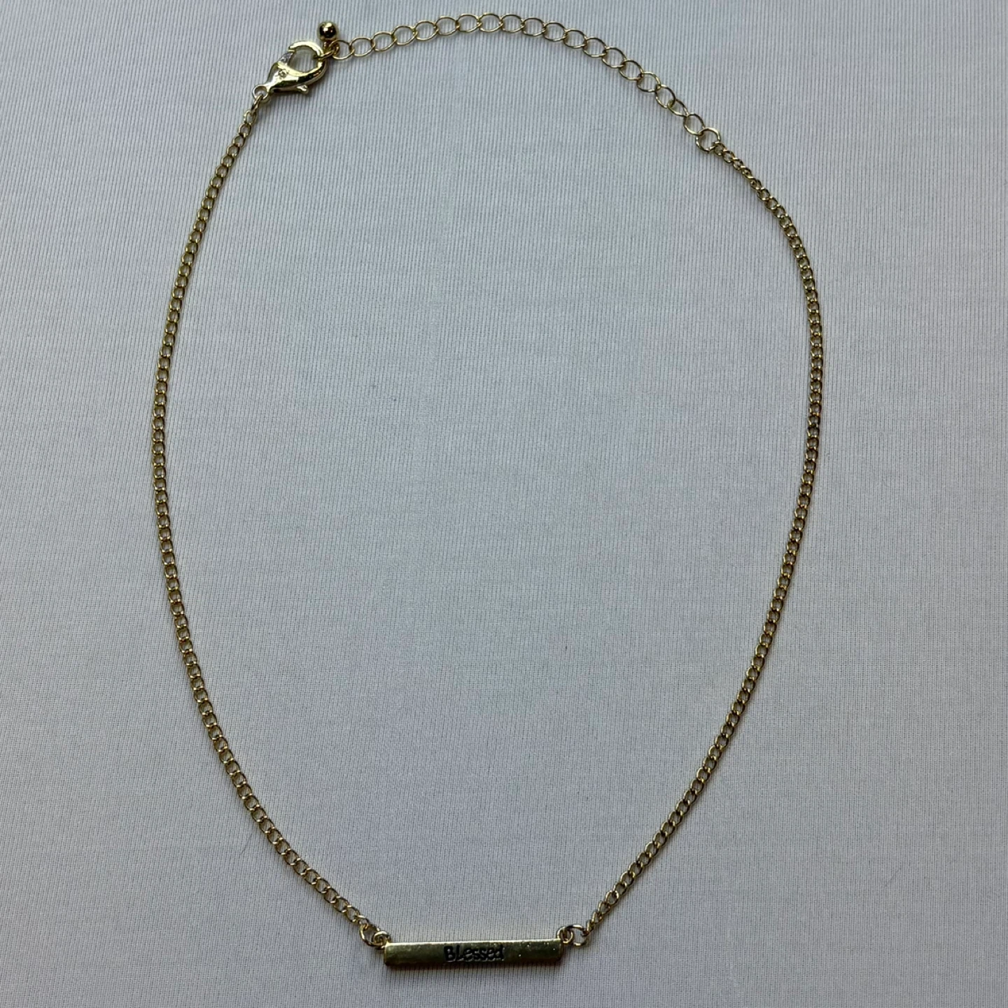 Blessed Bar Necklace Gold Tone Engraved Chain Minimalist - photo 2