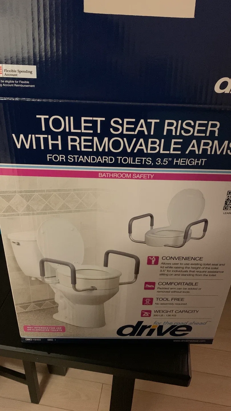 New Drive Toilet Seat Riser with Removable Arms