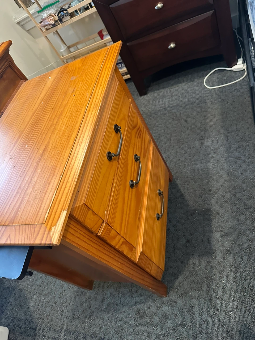 Wooden 3-Drawer Nightstand - photo 2