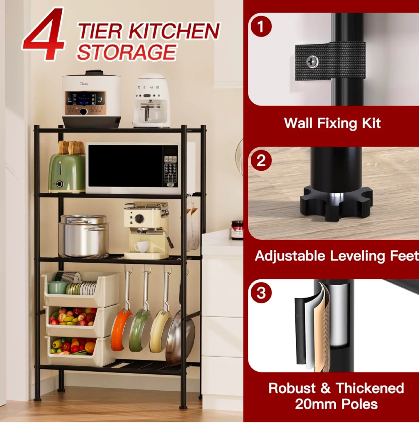4-Tier Kitchen Microwave Stand - photo 3