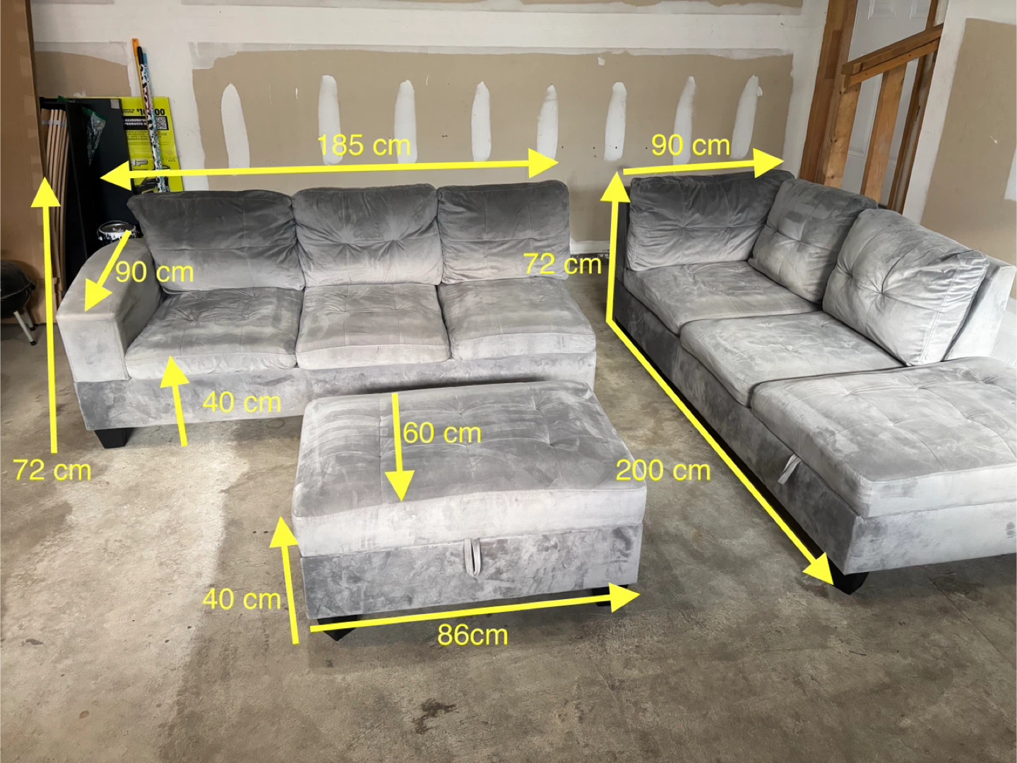 Grey Sectional Sofa with Storage Ottoman - photo 2