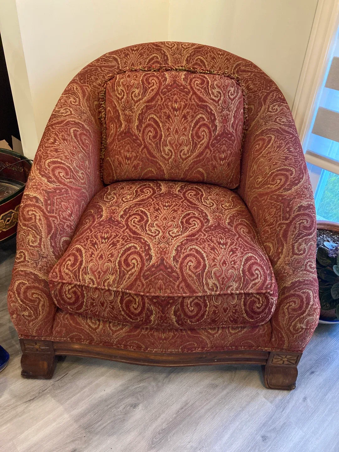 Patterned Red & Gold Armchair thumbnail