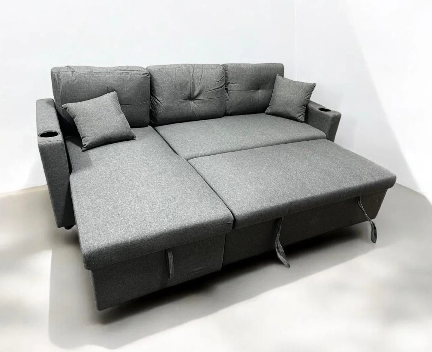 Grey Sleeper Sofa bed with Storage image indicator(2)