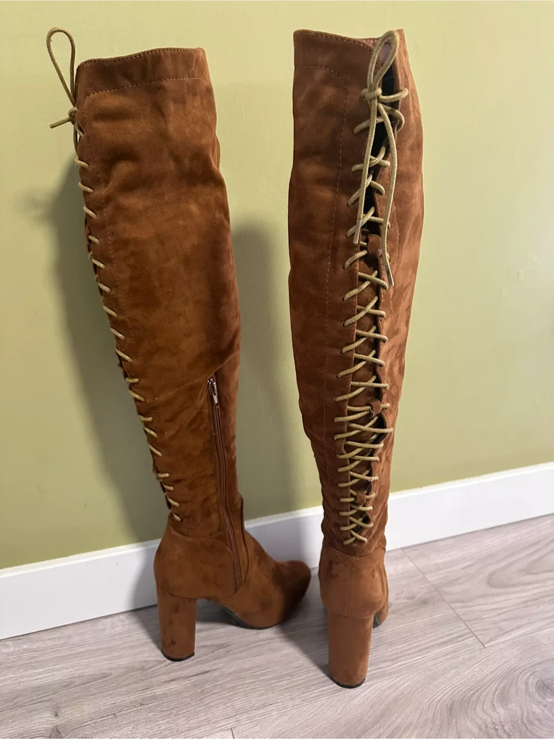 Brown Suede Thigh High Boots - Size 7 image indicator(2)