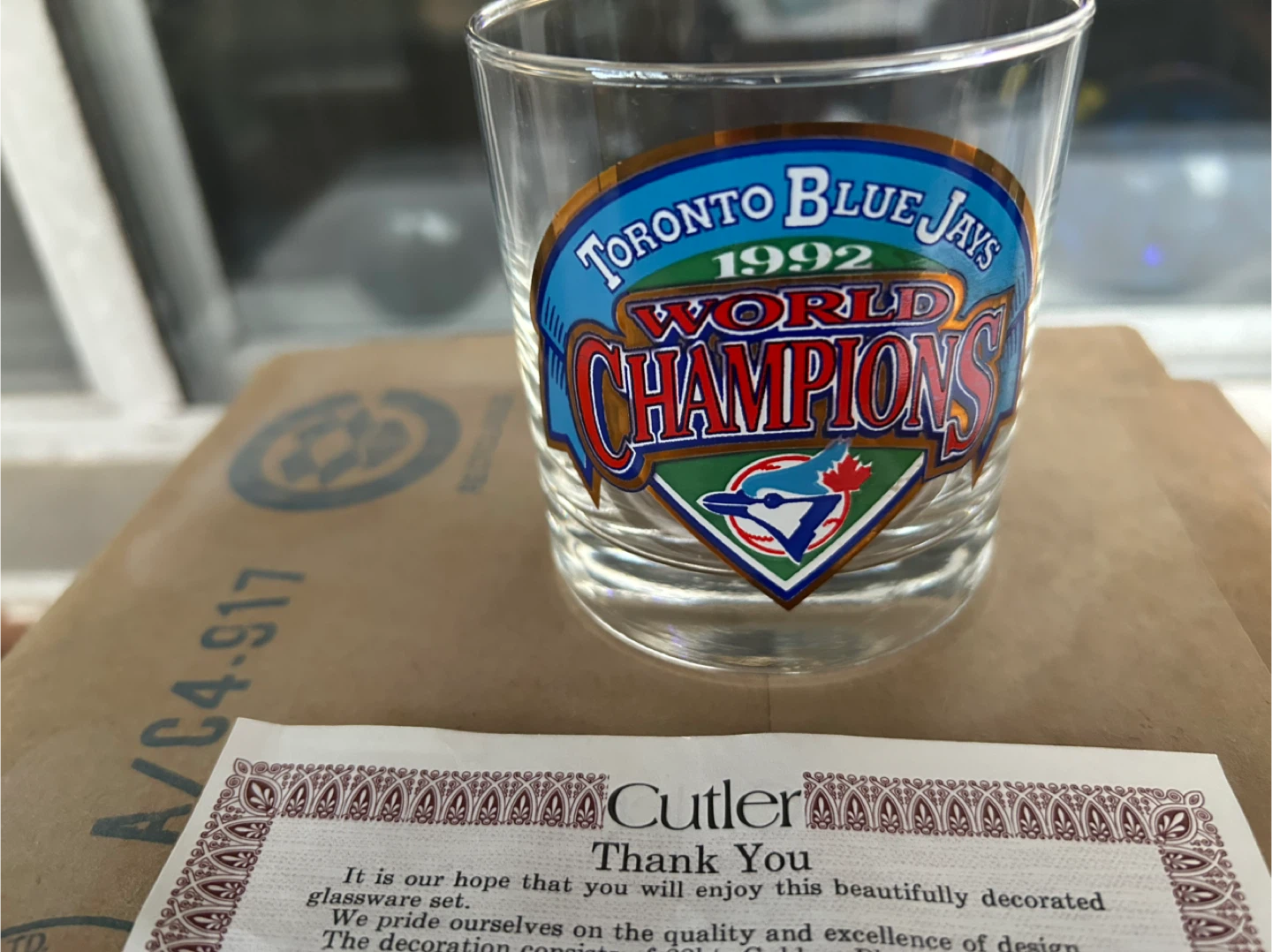 Cutler 1992 World Series Blue Jays tumbler glasses