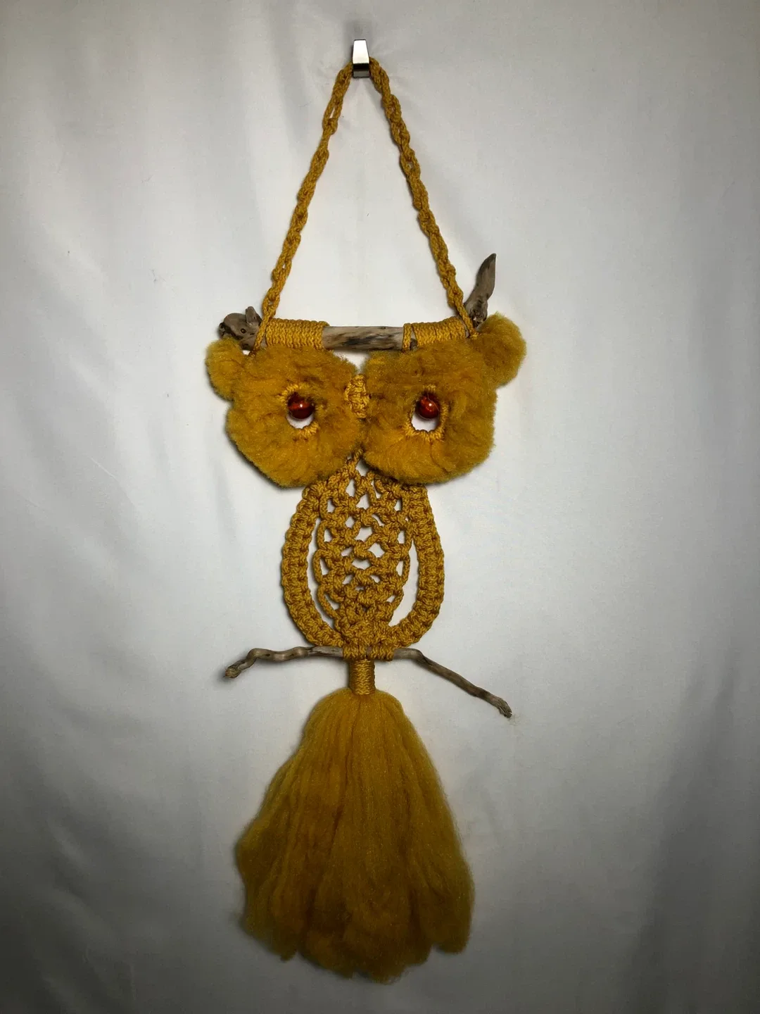 Vintage Gold Macrame Owl.