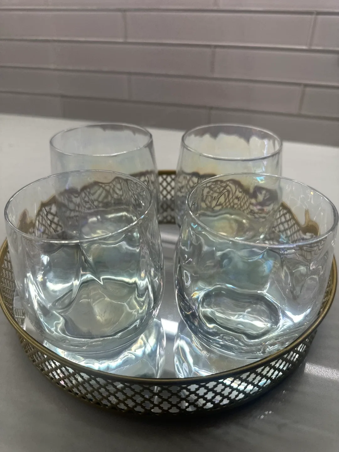 Set of 4 Iridescent Stemless Wine Glasses image indicator(4)