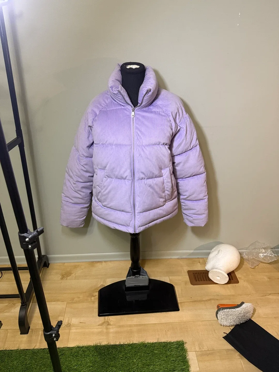 Lilac Corduroy Puffer Jacket thumbnail