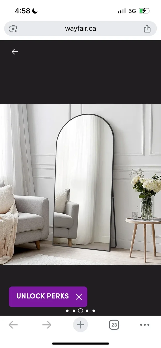 New Wayfair Arched Floor Mirror - Black Frame image indicator(3)